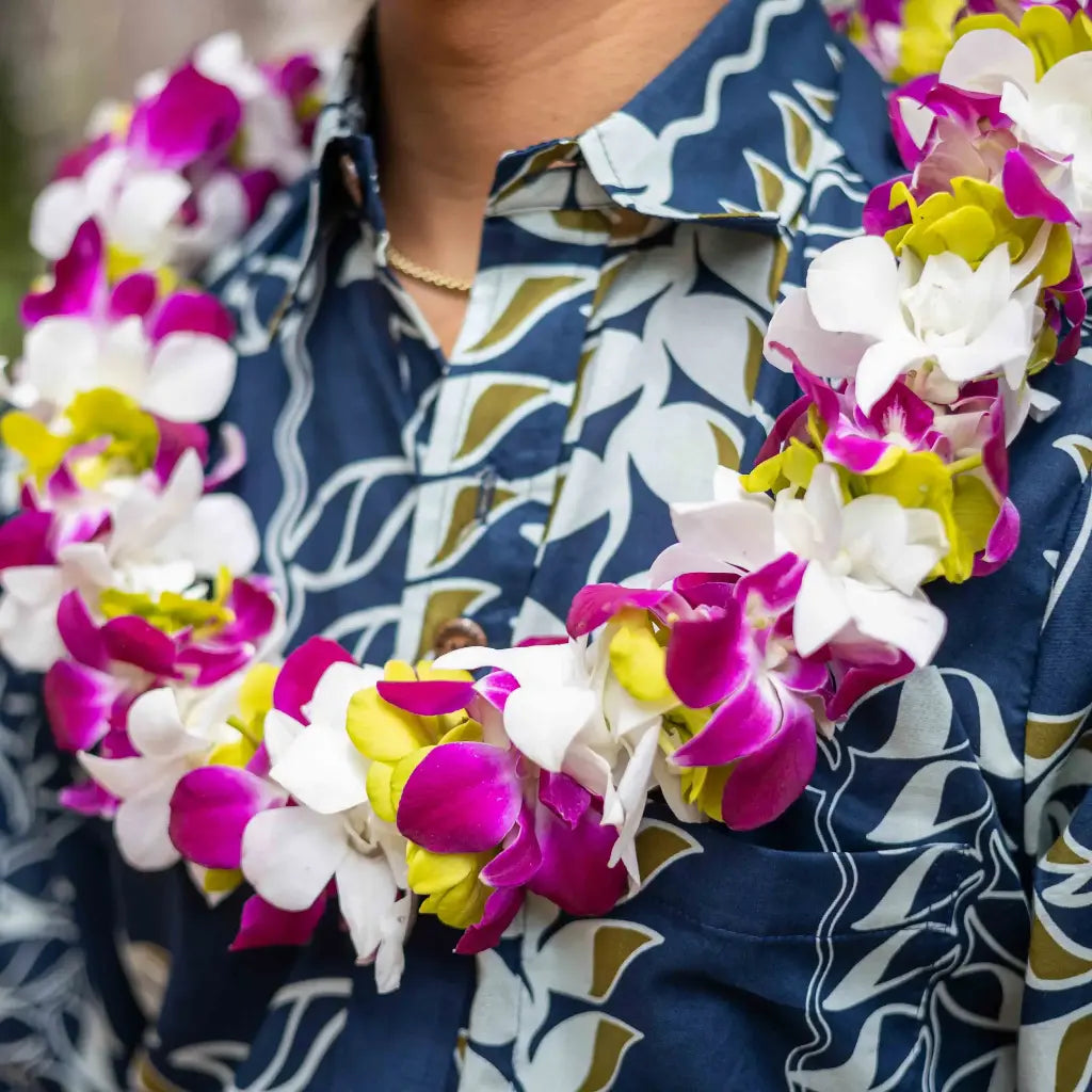 Double Purple & Green Orchid Lei