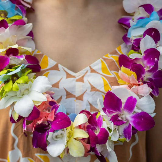 Double Colorful Orchid Lei