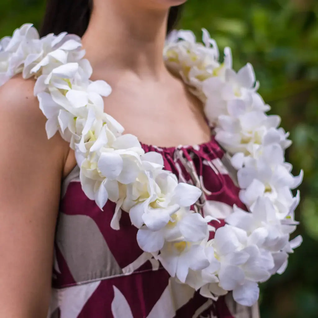 Double White Orchid Lei