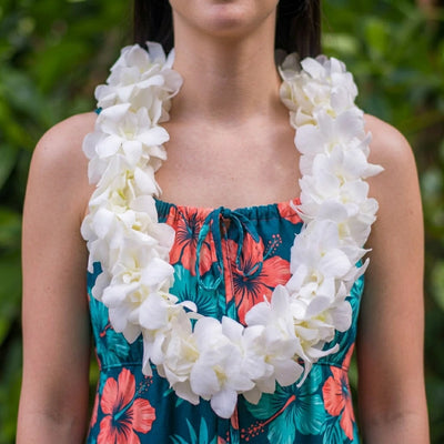 Double White Orchid Lei