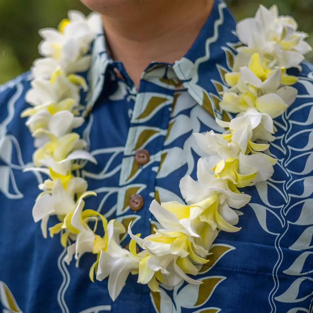 Single Yellow & White Orchid Lei