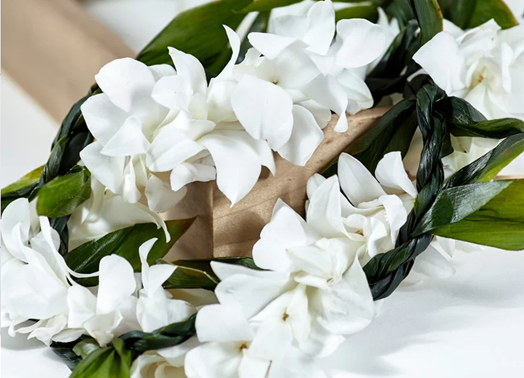 Ti Leaf Maile Style Lei with Orchid Twist