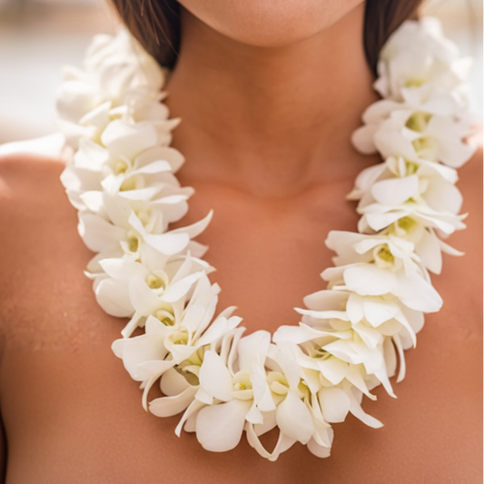 Single White Orchid Lei